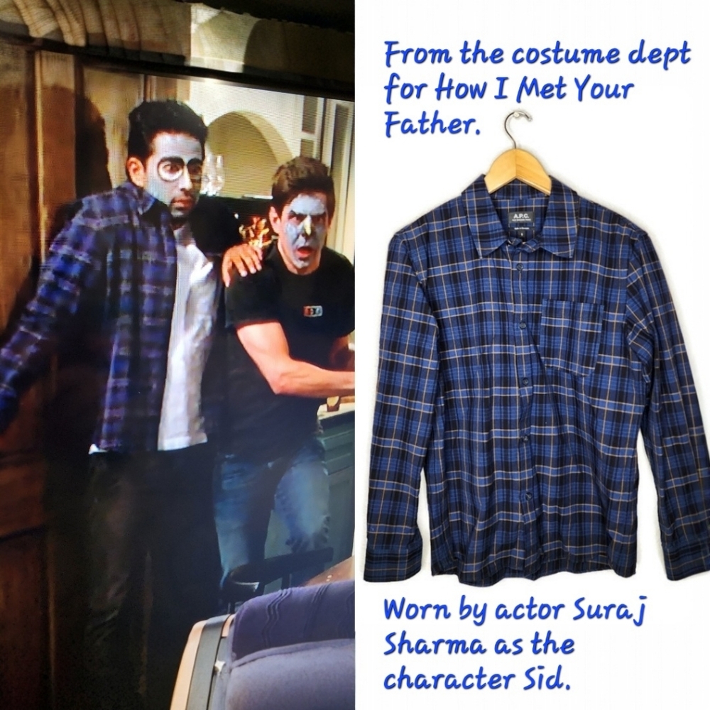 A.P.C. Trek Check Overshirt in Dark Blue Size S